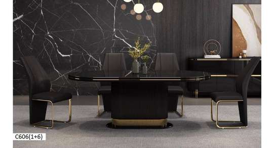 TABLE A MANGER 6PLACES 160X90CM NOIR C606 (1+6) image 2