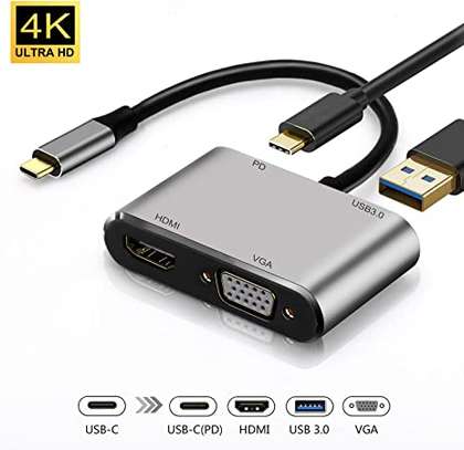 HUB 4 en 1 USB-C VERS HDMI 4K,VGA,USB 3.0 ... image 1