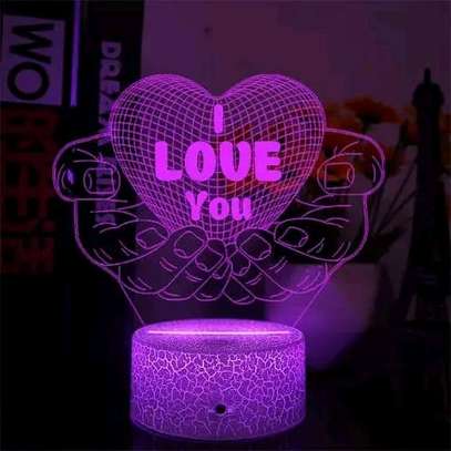 Lampe 3D cœur i love you multicolore télécommande image 2