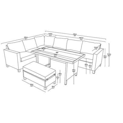 Ensemble de salle a manger d'extérieur 4 pièces en osier image 4