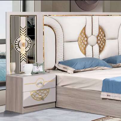 CHAMBRE A COUCHER ARMOIRE 6BATTANTS 5PIECES BEIGE BLANC image 5