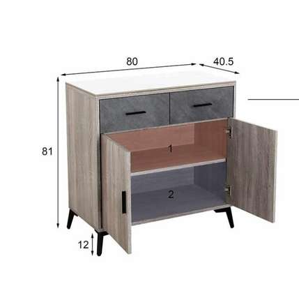Buffet moderne bois clair 2 tiroirs 2 portes gris image 5