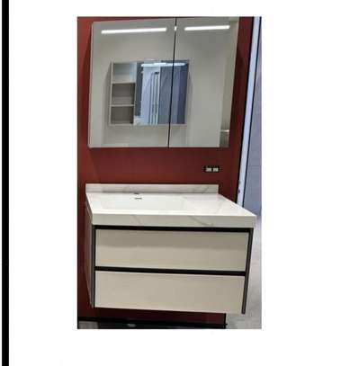 Meuble salle de bain moderne vasque intégrée gris clair image 4