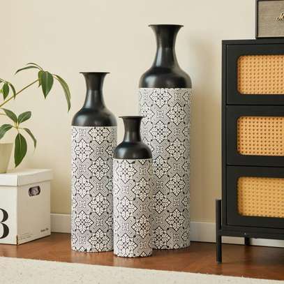 Ensemble 3 vases décoratifs or blanc design moderne image 7