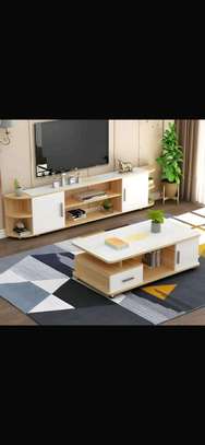Ensemble meuble TV et table basse noir et blanc moderne image 6