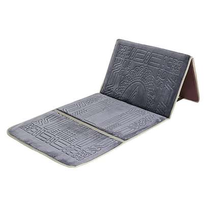 Tapis de prière pliable épais gris clair avec dossier image 3