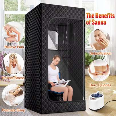 Cabine sauna portable électrique avec siège pliable image 5