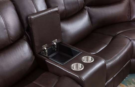 Salon en cuir 5 places avec fauteuils inclinables image 3