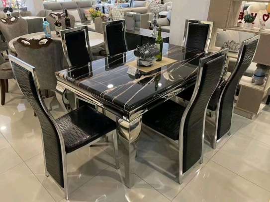 F6031 ensemble table 150cm + 6 chaises bois chromé image 8