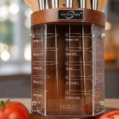 HX Kitchen H28-01 ensemble couteaux et ustensiles bois image 2