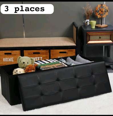 Pouf de rangement 3 places similicuir image 3
