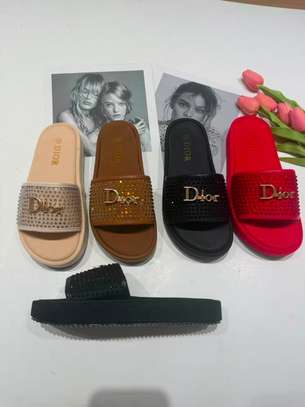 Sandales bijoux rouges femme mules plates confort image 2