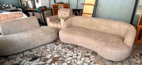 Mini salon beige 5 places design courbes modernes image 2