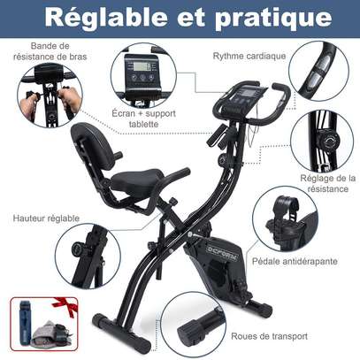 Vélo d'appartement pliable avec dossier et élastiques image 5