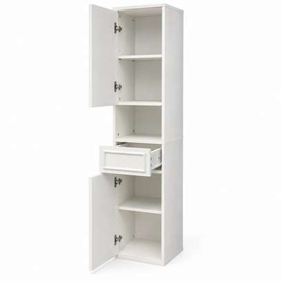 ARMOIRE DE RANGEMENT MURAL MARRON ET BLANC image 2