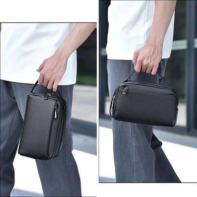 Sac de poignet en cuir véritable pour hommes image 2