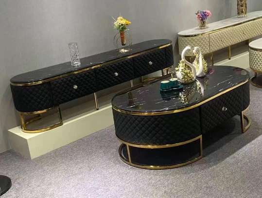 Meuble TV avec Table Basse en Marbre image 2