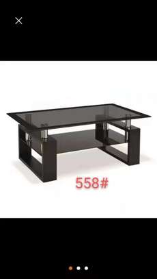 Table basse  verre trempé bois avec roulettes image 5