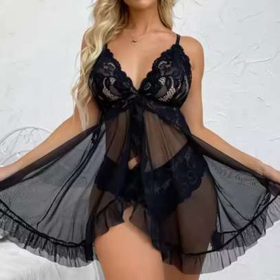 Nuisette dentelle verte émeraude S/M bretelles réglables image 3