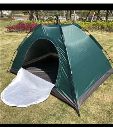 Tente camping 2 places dôme vert et orange imperméable image 3