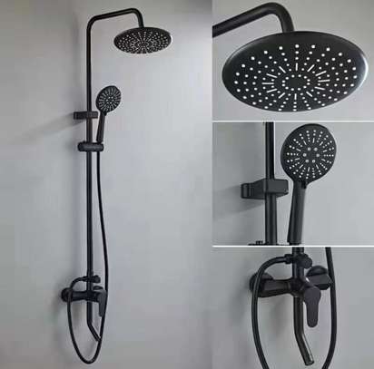 Ensemble douche pluie noir mat carré + douchette main image 9