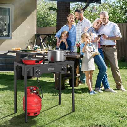 Cuisinière à double brûleur en fonte pour cuisine extérieur image 2