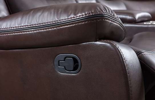 Salon en cuir 5 places avec fauteuils inclinables image 4