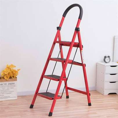 Escabeau pliable 4 marches rouge 160 cm stable image 2