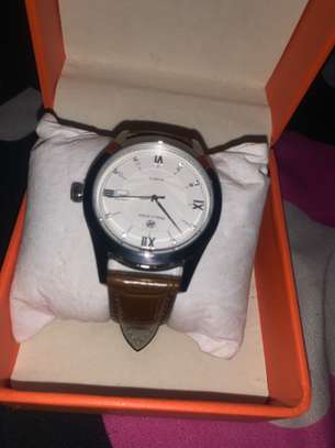Hush Puppies montre cuir marron cadran blanc quartz image 2