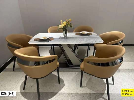 Table salle à manger  6 places beige doré 200cm image 3