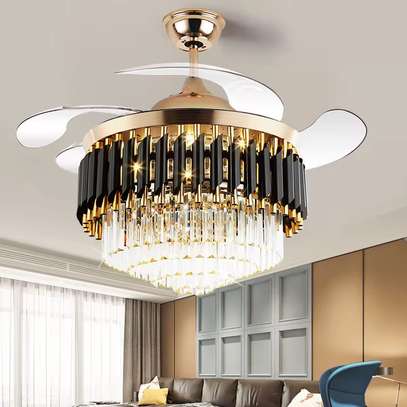 Ventilateur de plafond lustre en cristal rétractable. image 8