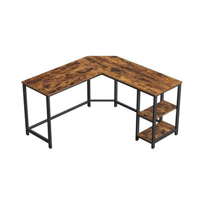 Bureau d'angle bois clair métal noir design épuré image 2