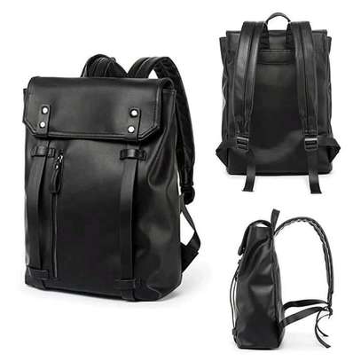 Sac à dos cuir multifonction Unisex noire image 14
