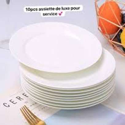 Assiettes plates blanches – Lot de 10, classique image 2