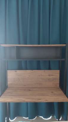 Bureau bois naturel et métal avec étagères intégrées image 2