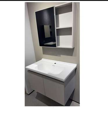Meuble salle de bain moderne vasque intégrée gris clair image 5