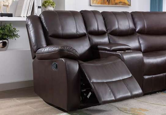 Salon en cuir 5 places avec fauteuils inclinables image 7