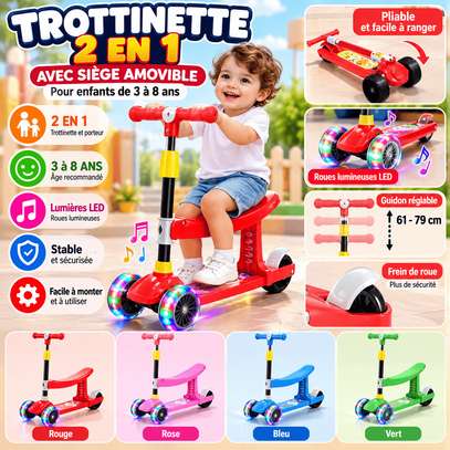 Trottinette Enfant 2 en 1 avec Siège (3 à 8 ans) image 2