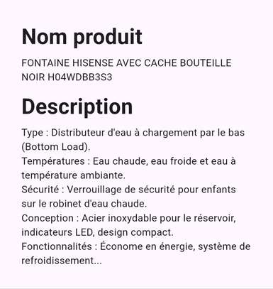 Hisense distributeur eau froide chaude noir cache bouteille image 2