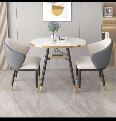 Ensemble table carrée + 2 chaises vert crème doré image 3
