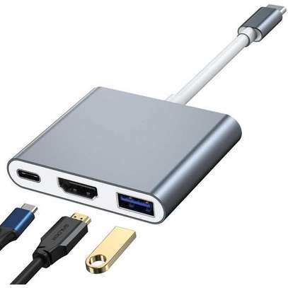 Adaptateur USB-C 3 en 1 4K gris argenté compact image 2