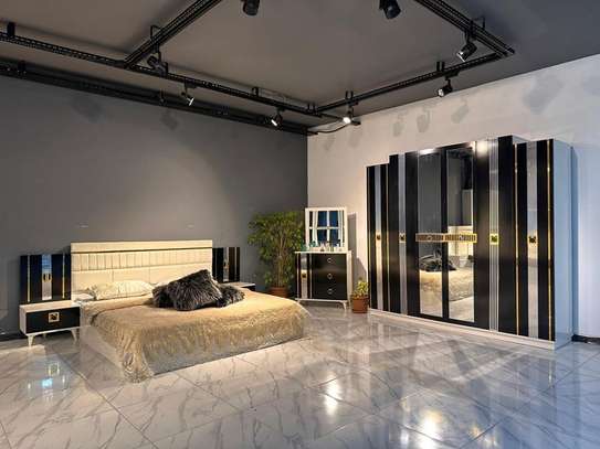 Chambre complète moderne blanc laqué lit double 6 portes image 2