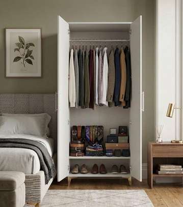 Armoire blanche 2 place avec miroirs et pieds bois image 4
