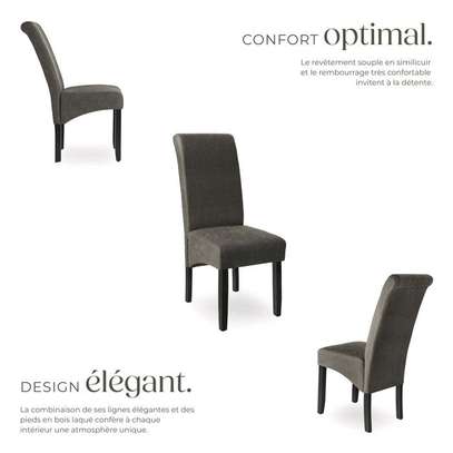 Ensemble 4 chaises gris foncé bois massif design image 2