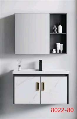 Meuble salle de bain moderne 80x60 cm gris blanc image 3