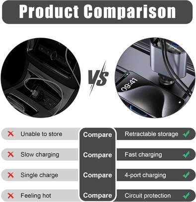 Chargeur Voiture, 120W 4 en 1 rétractable USB C image 4