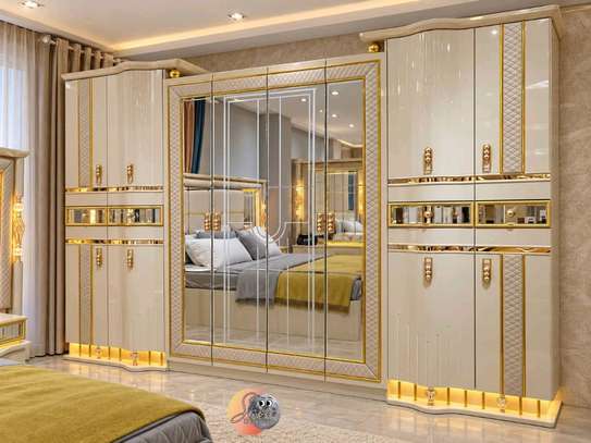 CHAMBRE A COUCHER ARMOIRE 8BATTANTS 8PIECES BEIGE DORE 6812H image 3