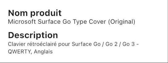 Clavier Microsoft Surface  go type cover original image 3