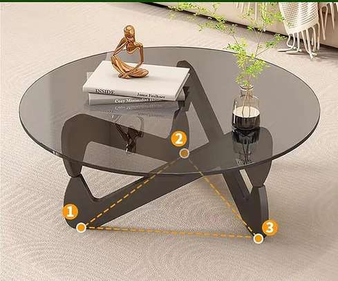 Table basse verre trempé noir ronde image 2
