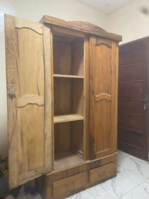 Armoire bois massif 2 portes 2 tiroirs naturel image 2